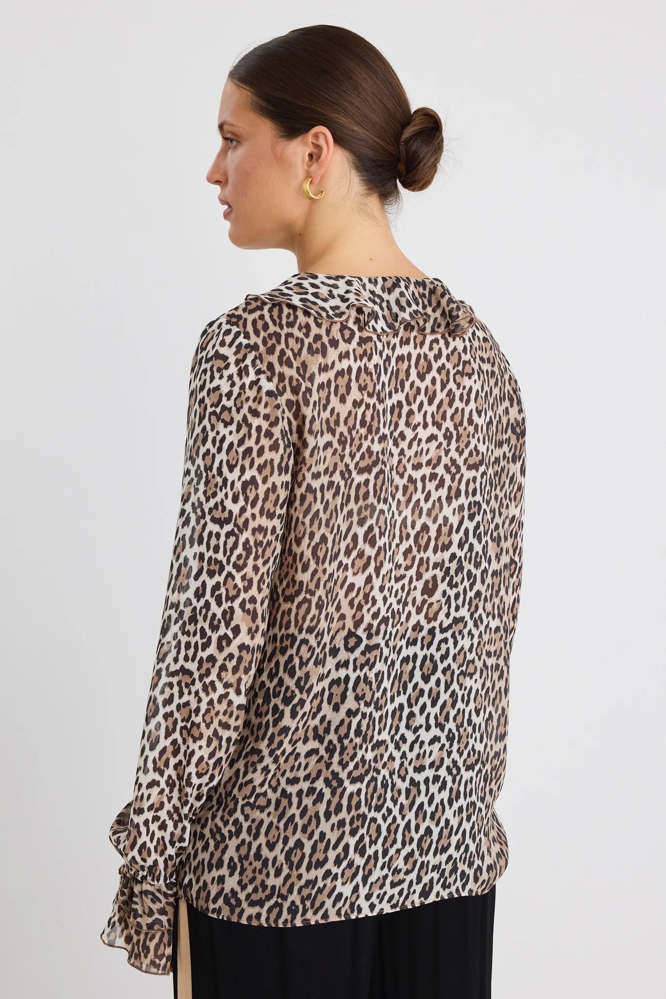 Bohemian Leopard Georgette Frill Front Top