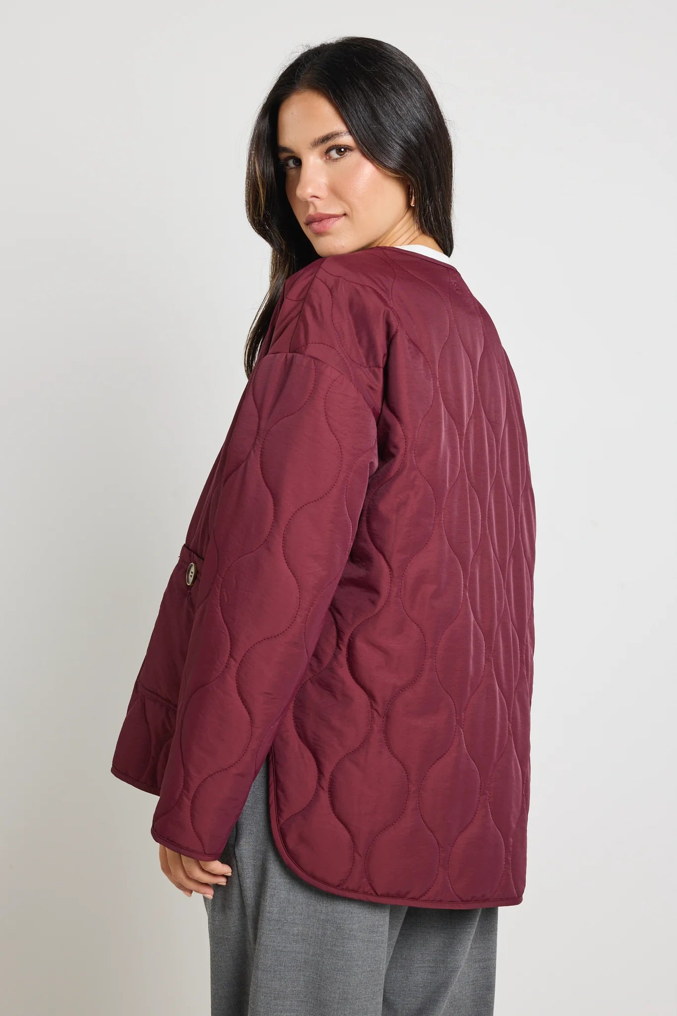 Peak Oversized Padded Shell Jacket Burgundy