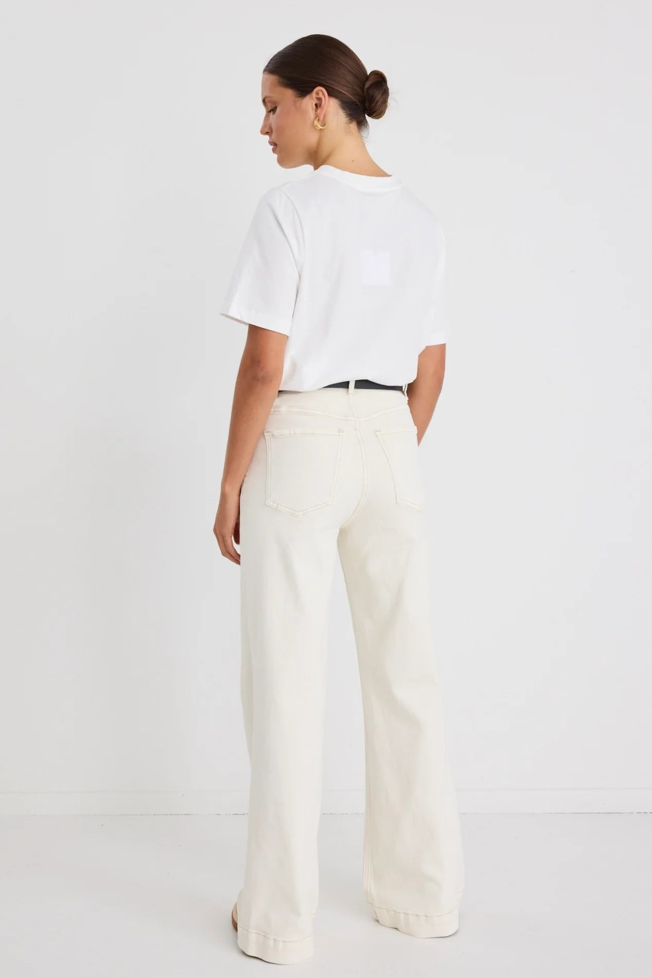 Zoey Ecru High Rise Wide Leg Jean