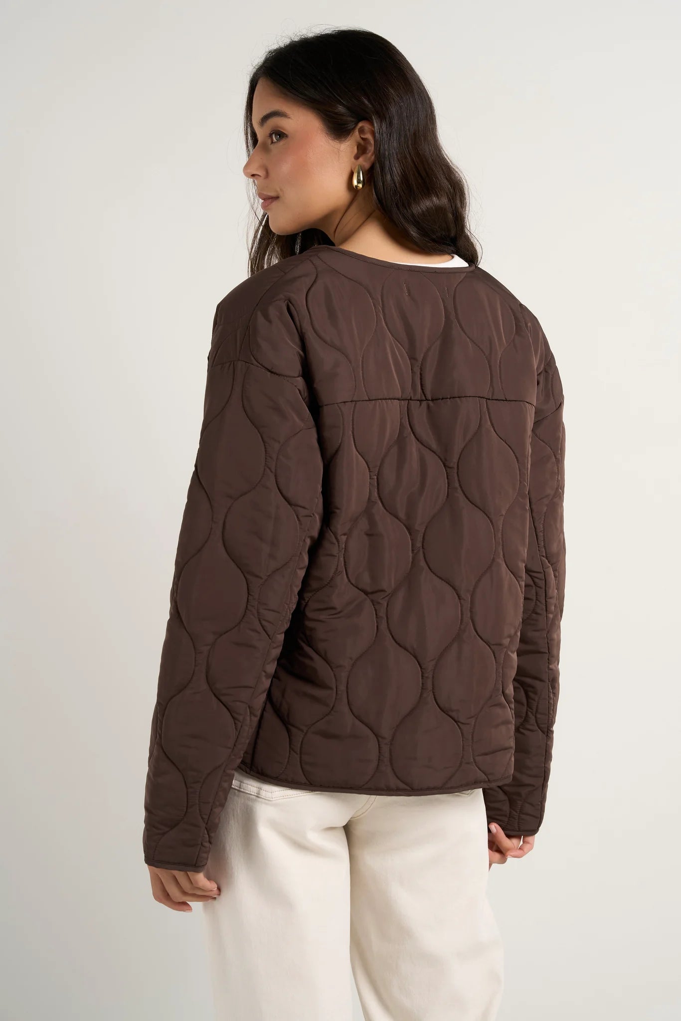 Apex Collarless Puffer Jacket Chocolate