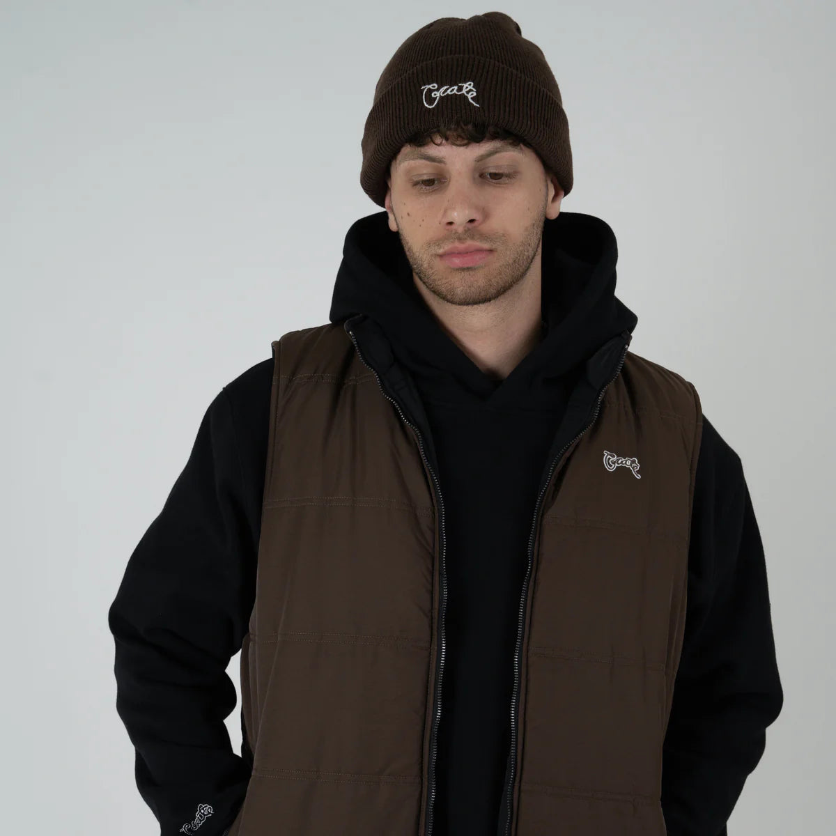 Reversible Puffer Vest Blk Brown