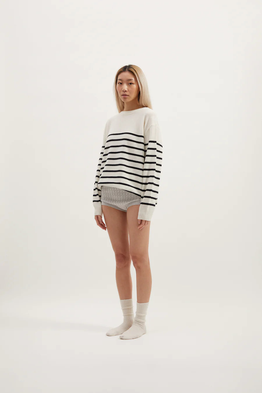 Miller Stripe Knit - Ivory  and Black