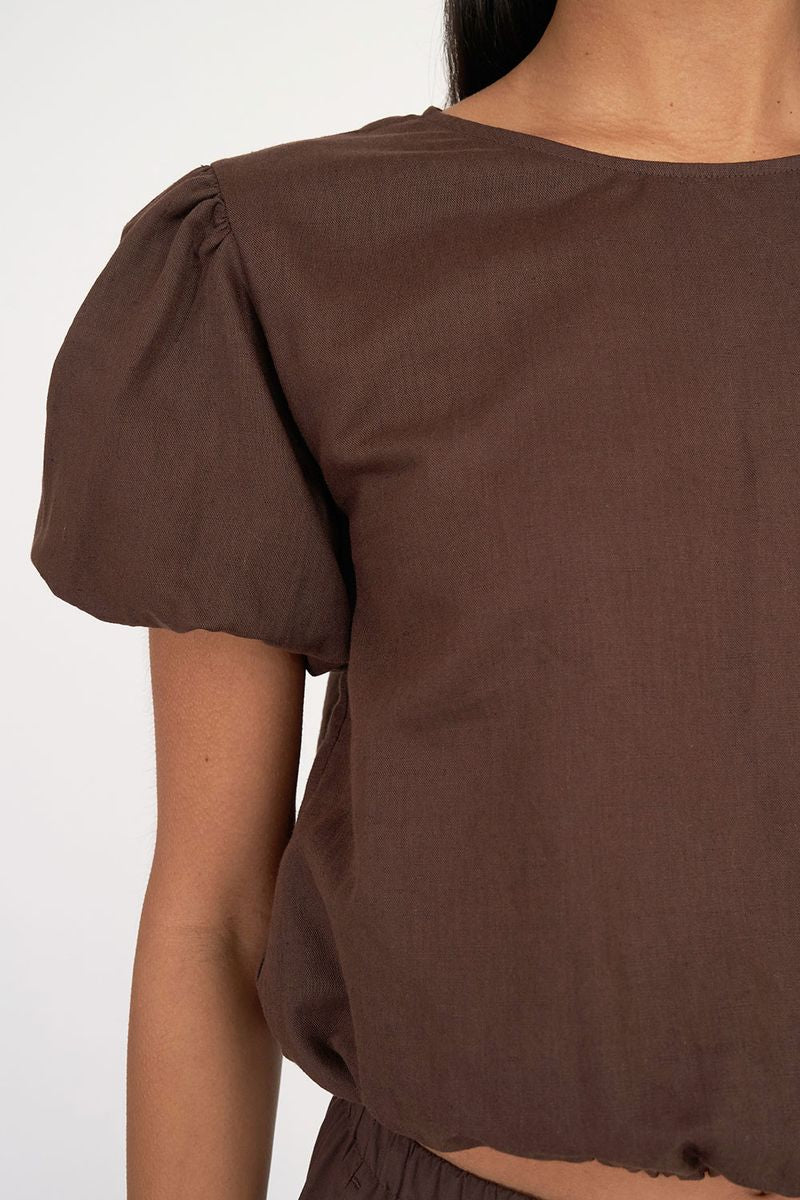 LIN-IN Airy Top - Cocoa