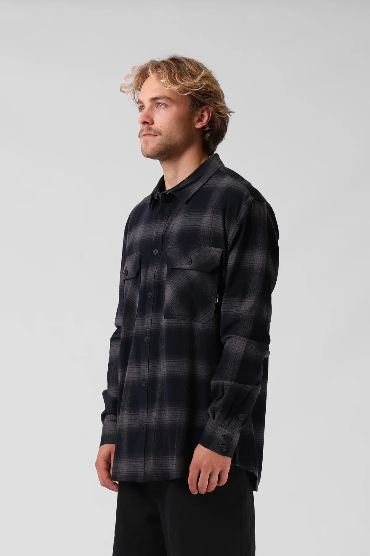 Plaid LS Shirt Charcoal