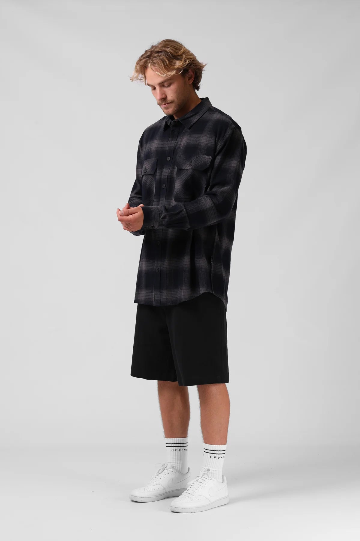 Plaid LS Shirt Charcoal