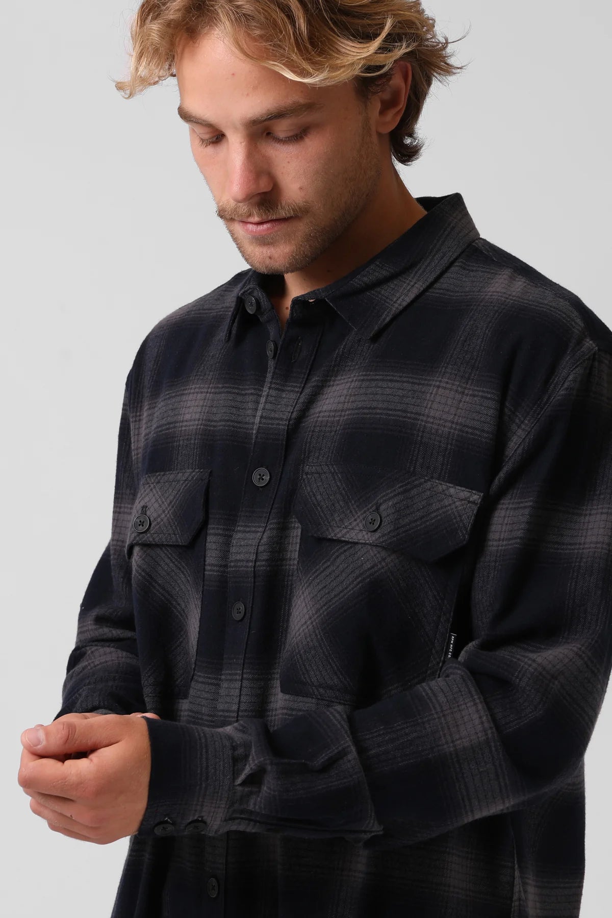 Plaid LS Shirt Charcoal