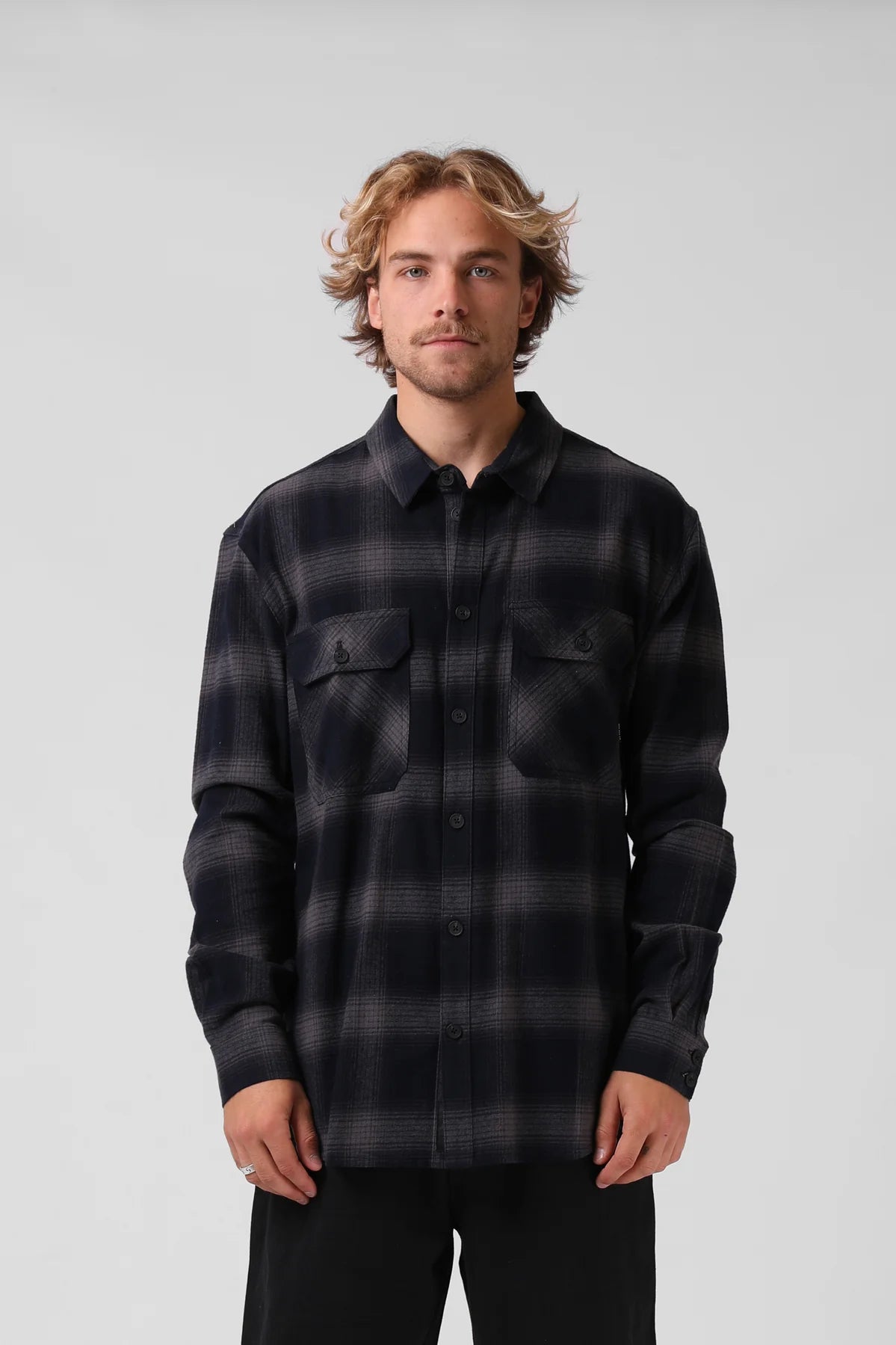 Plaid LS Shirt Charcoal