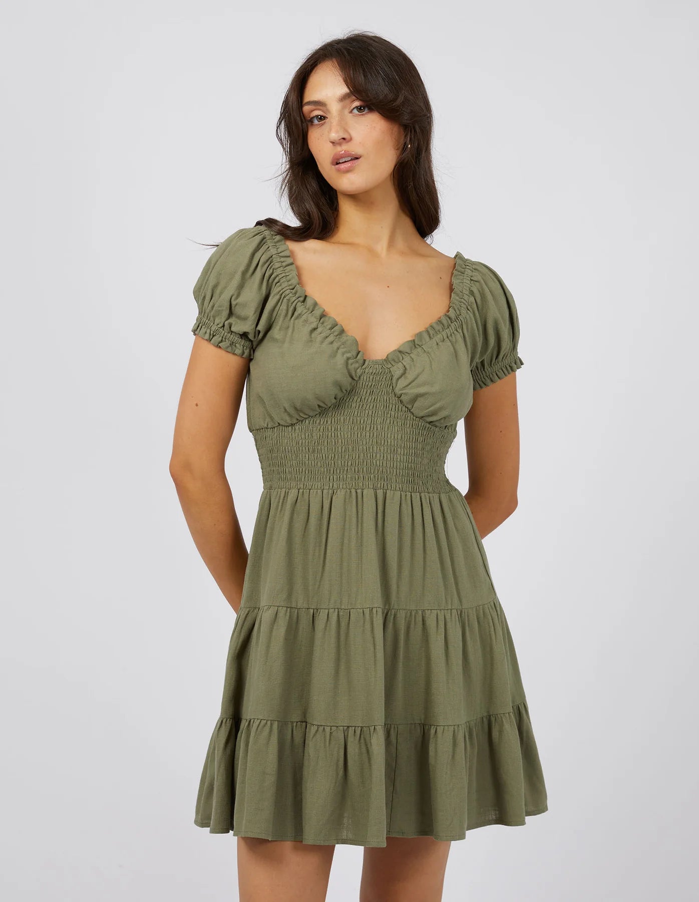 Luxe Linen Dress Khaki