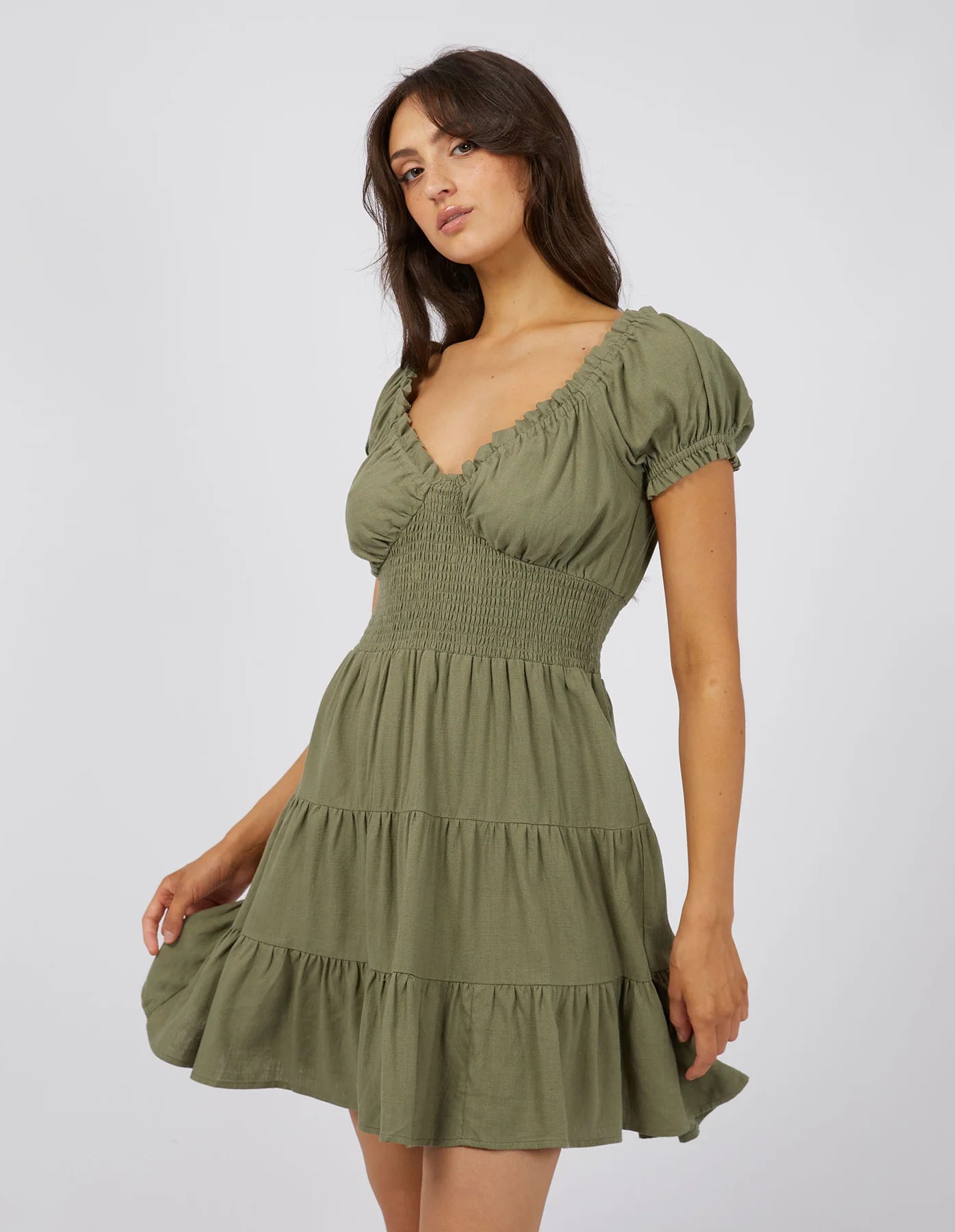 Luxe Linen Dress Khaki