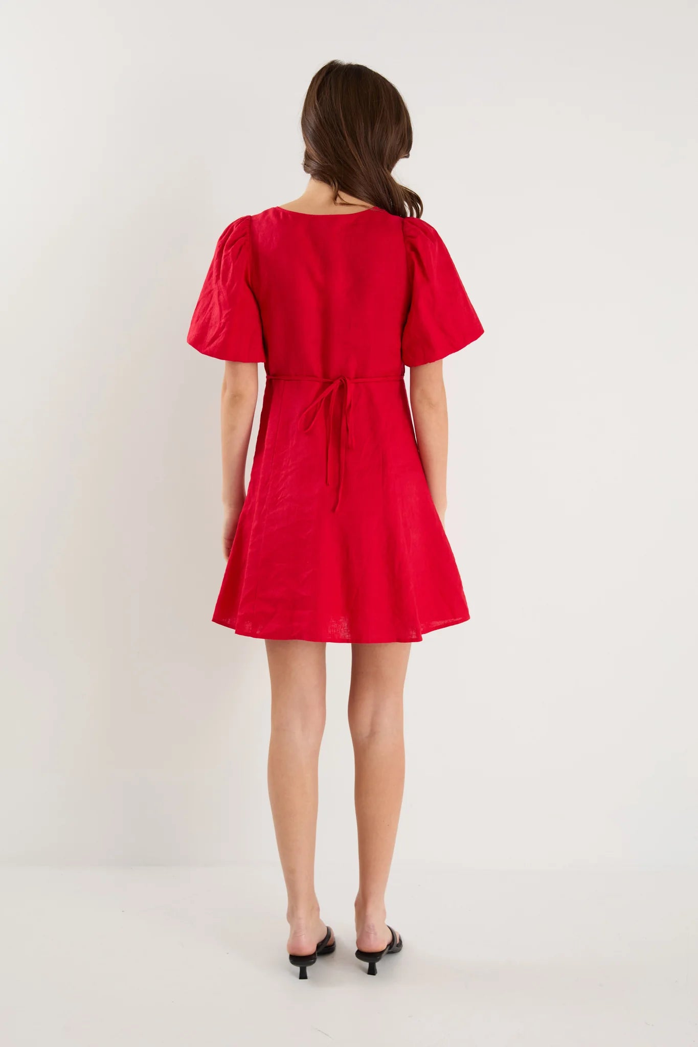 Adelaide Cherry Linen Mini Dress