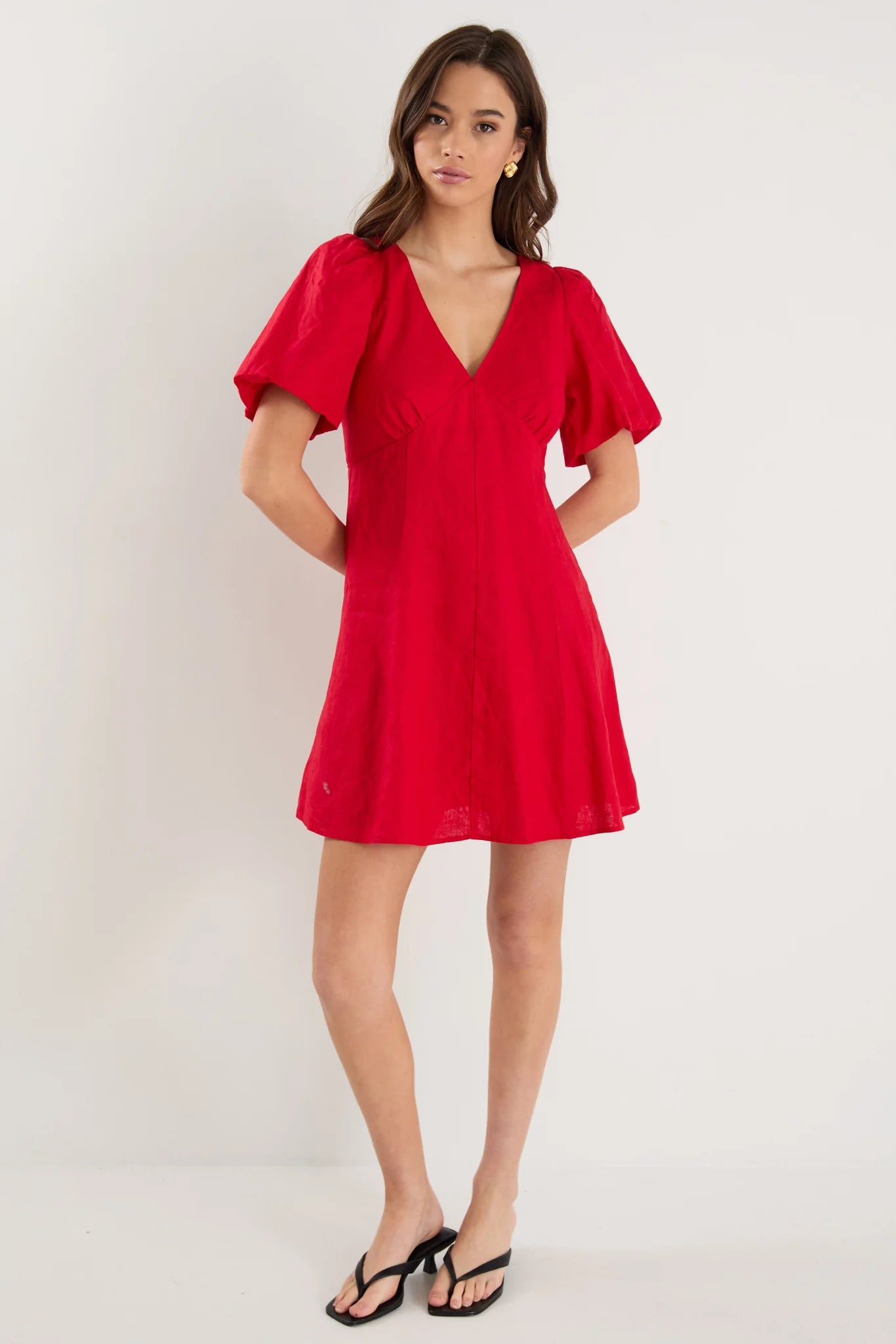 Adelaide Cherry Linen Mini Dress