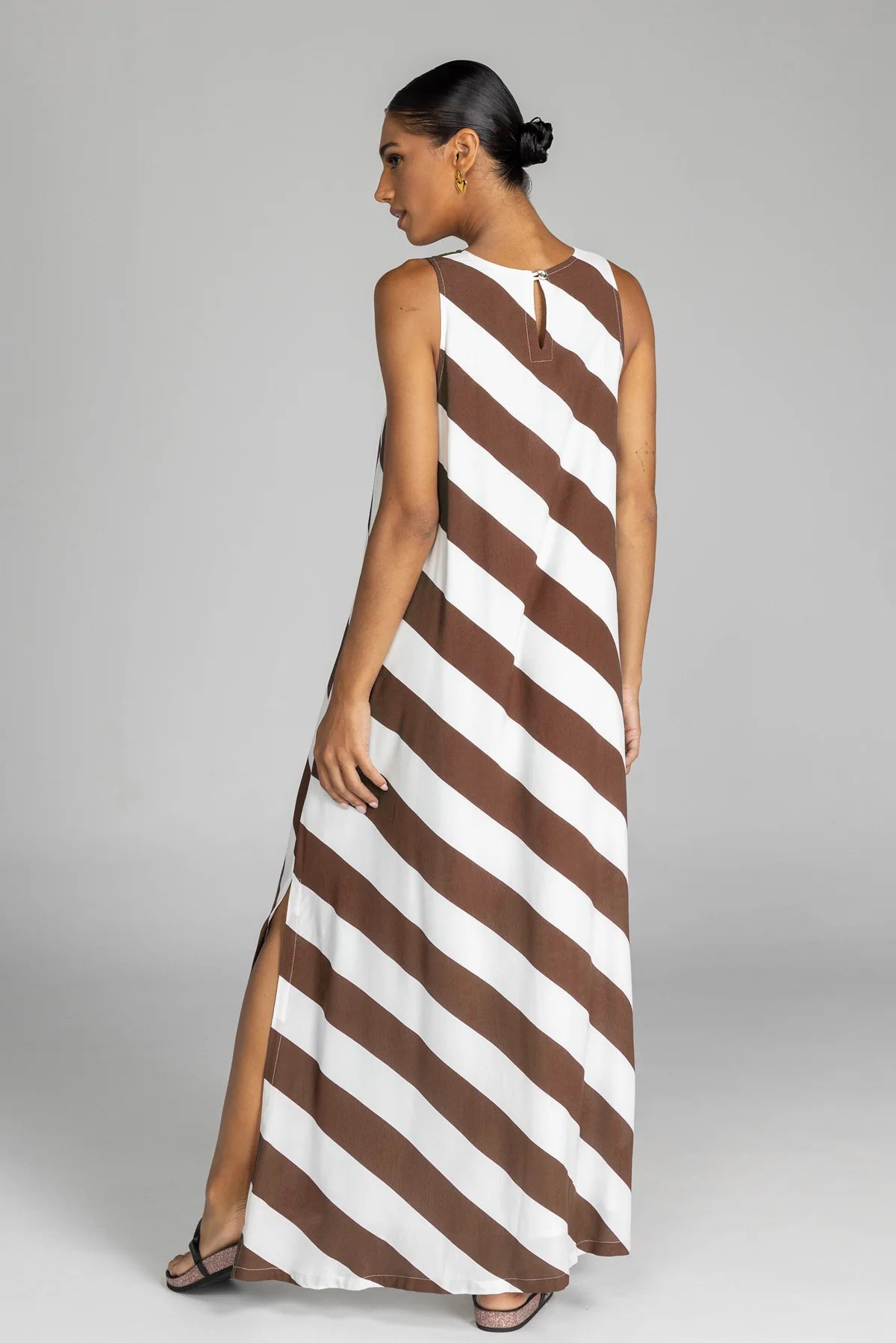 Finally Here Dress Chocolate/White Stripe