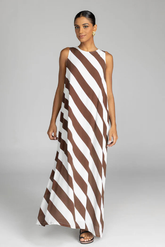 Finally Here Dress Chocolate/White Stripe