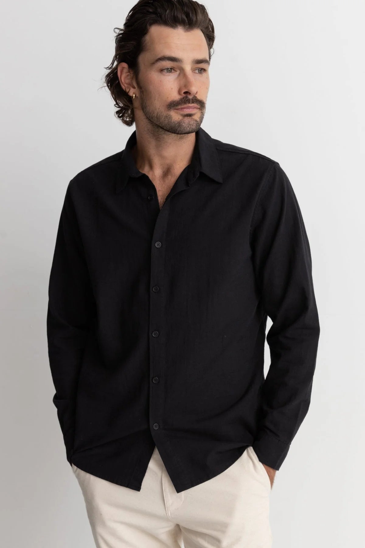 Classic Linen L/S Shirt Vintage Black