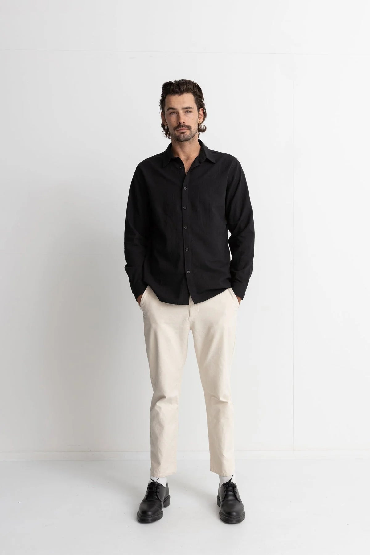 Classic Linen L/S Shirt Vintage Black
