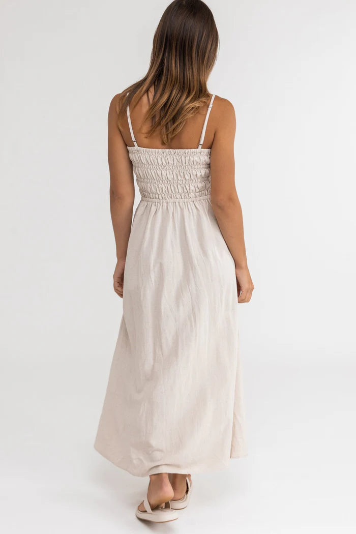 Classic Shirred Midi Dress