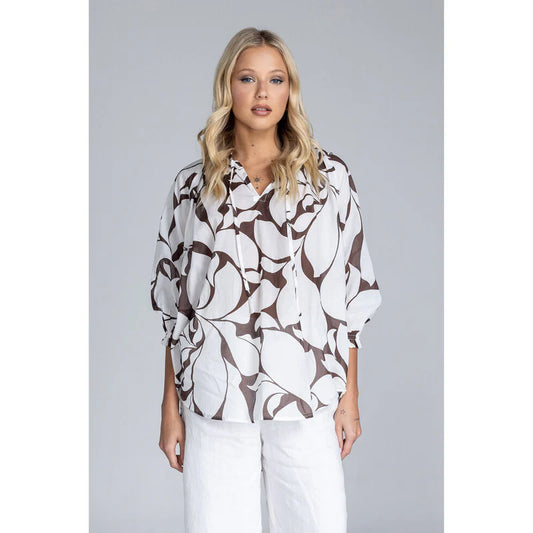 Charlotte Top Chocolate Floral Print