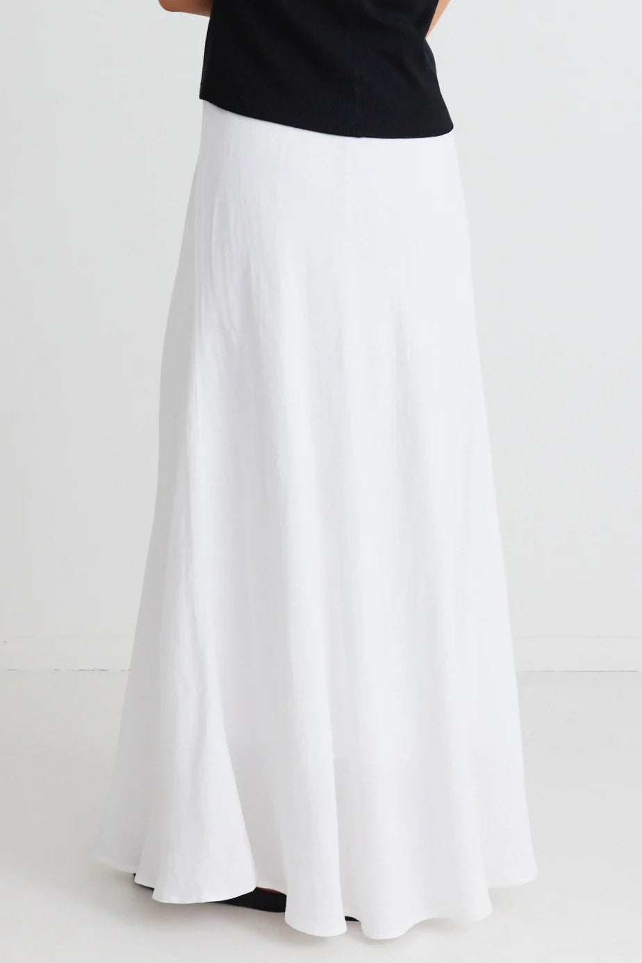 Lagos White Linen Floaty Bias Skirt