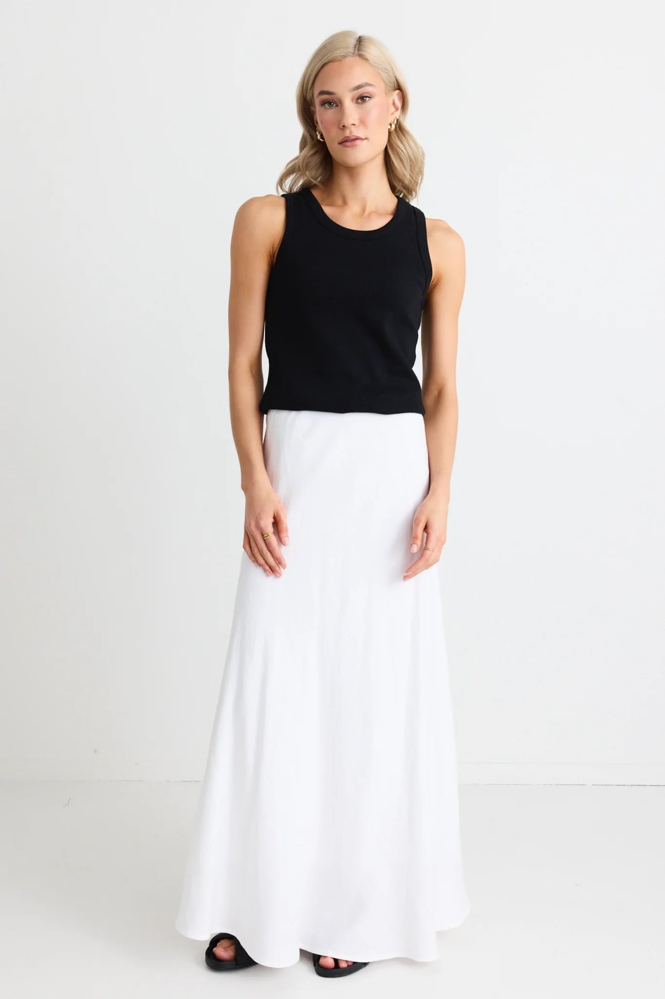 Lagos White Linen Floaty Bias Skirt