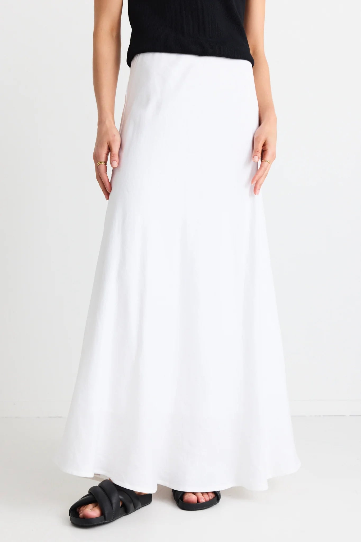 Lagos White Linen Floaty Bias Skirt