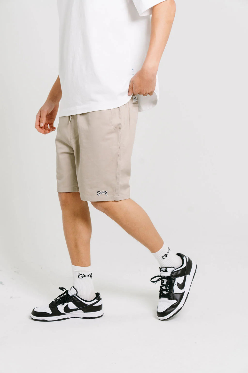 Scripted Stamp Walk Shorts Tan