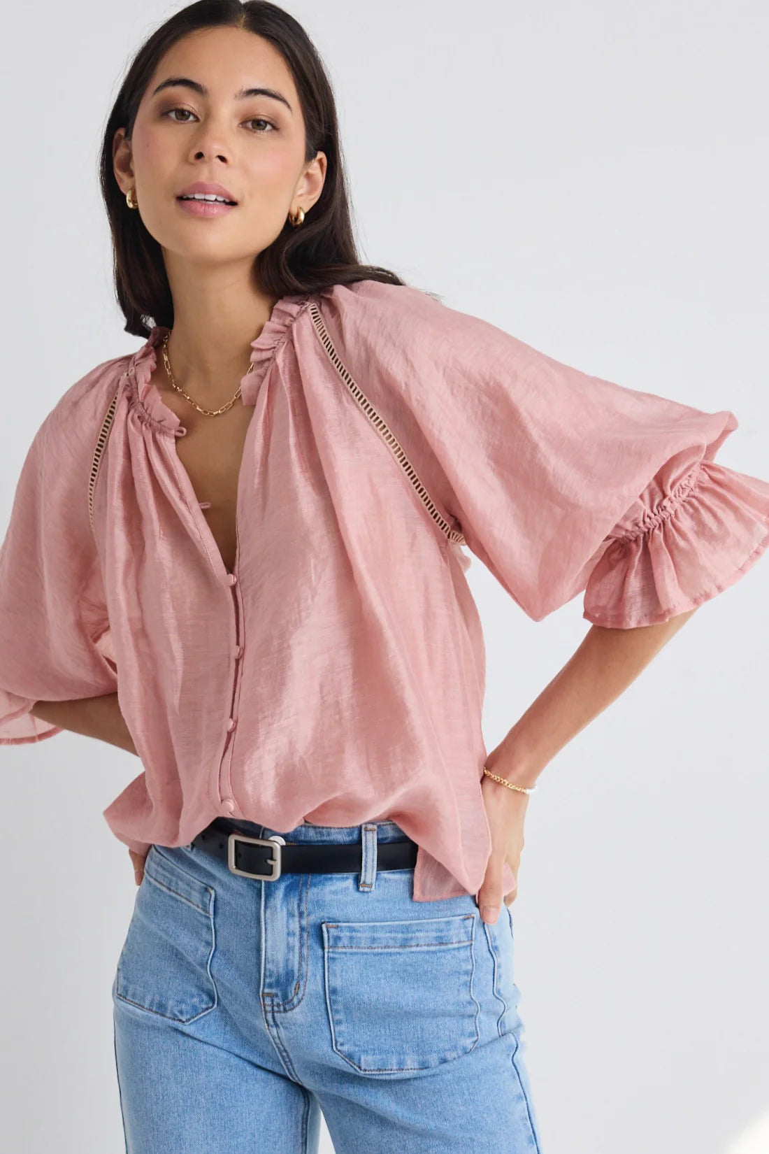 Encounter Button Front Top Blush