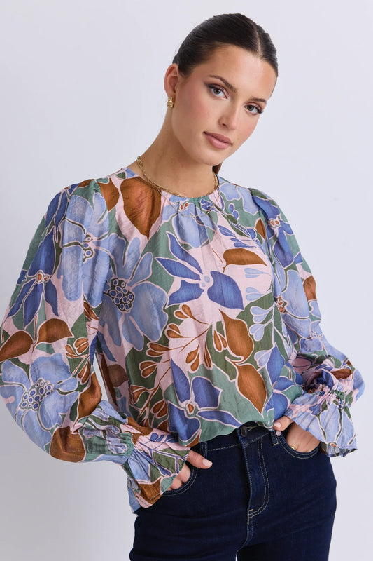 Endless Khaki Floral LS Top