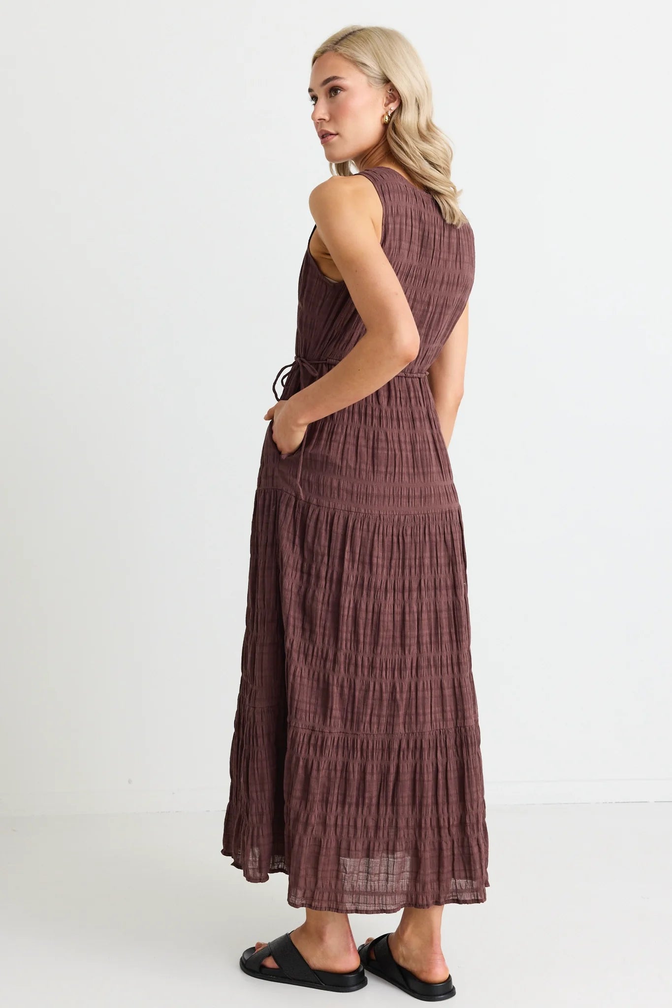 Flora Tiered Maxi Dress Chocolate