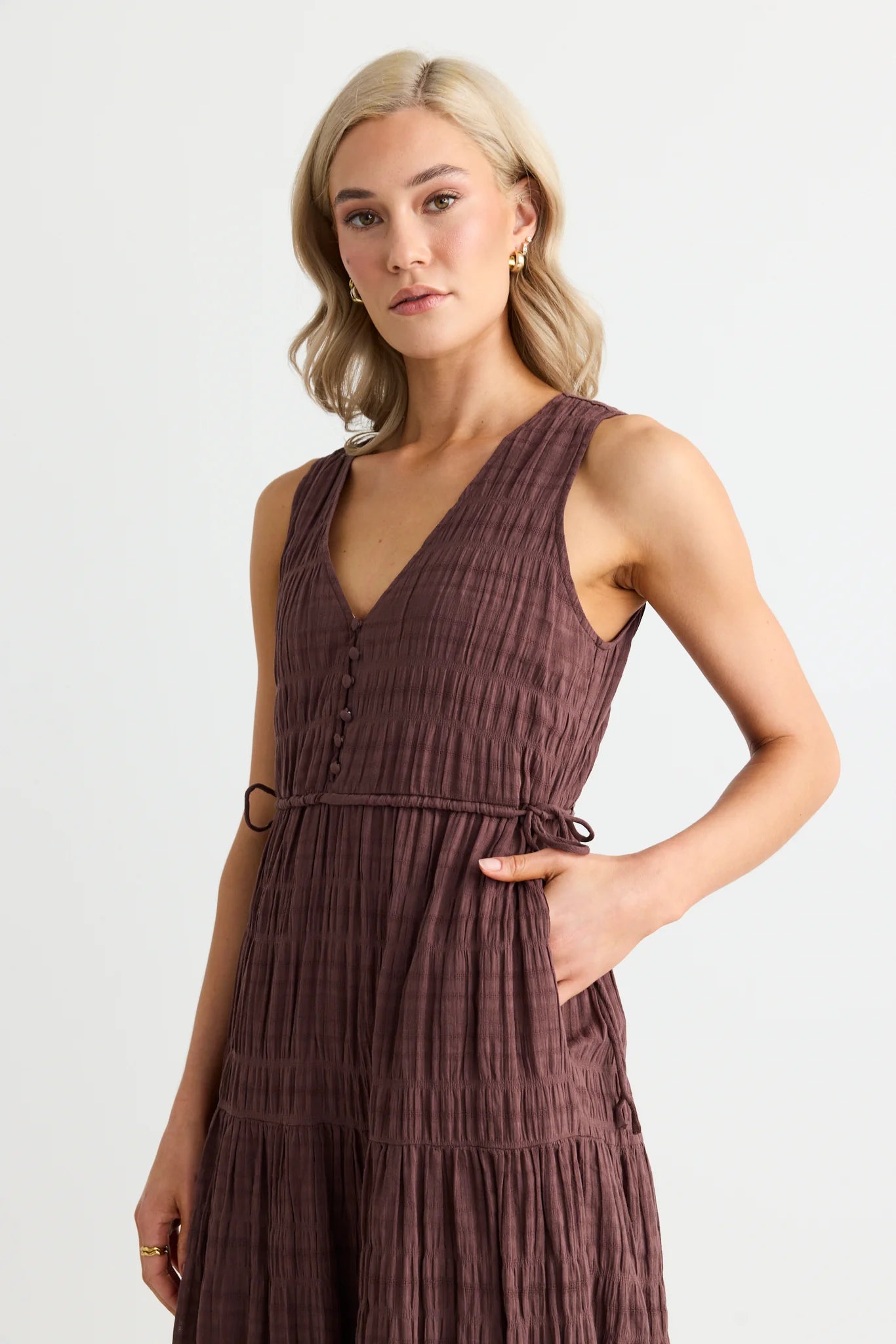 Flora Tiered Maxi Dress Chocolate