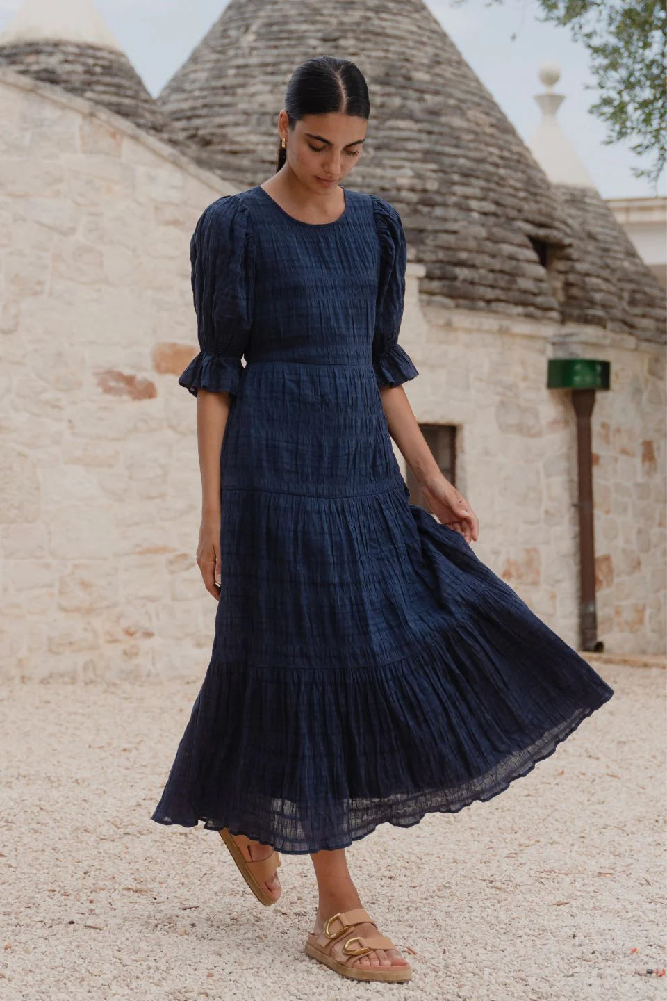 Gratitude Bubble Dress Navy