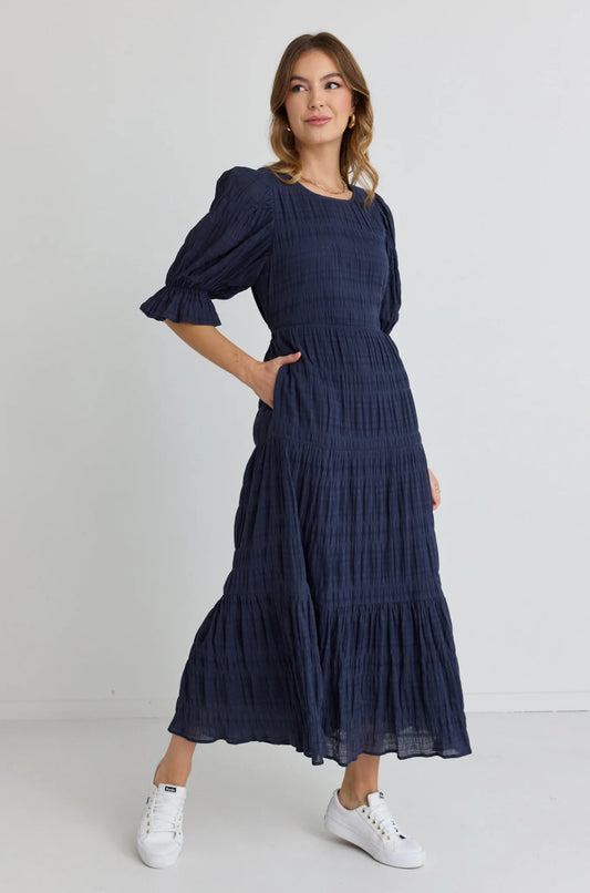 Gratitude Bubble Dress Navy