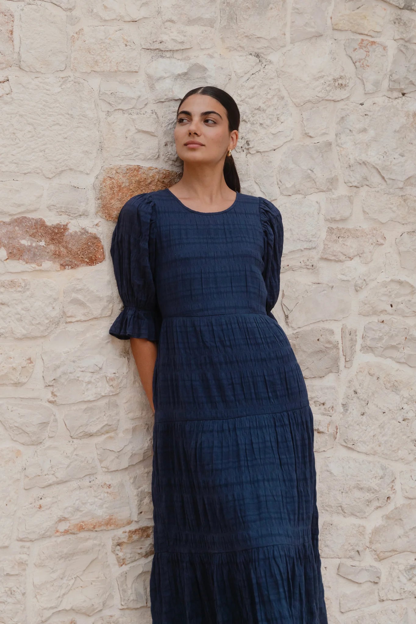 Gratitude Bubble Dress Navy