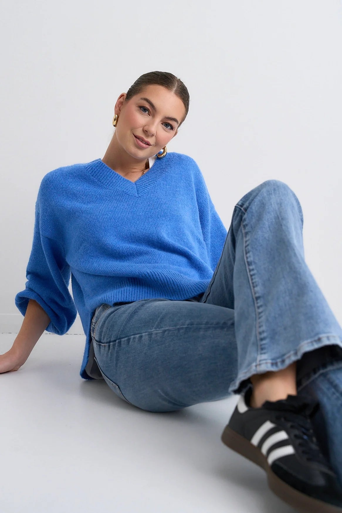 Harvest Azure Blue V Neck Jumper