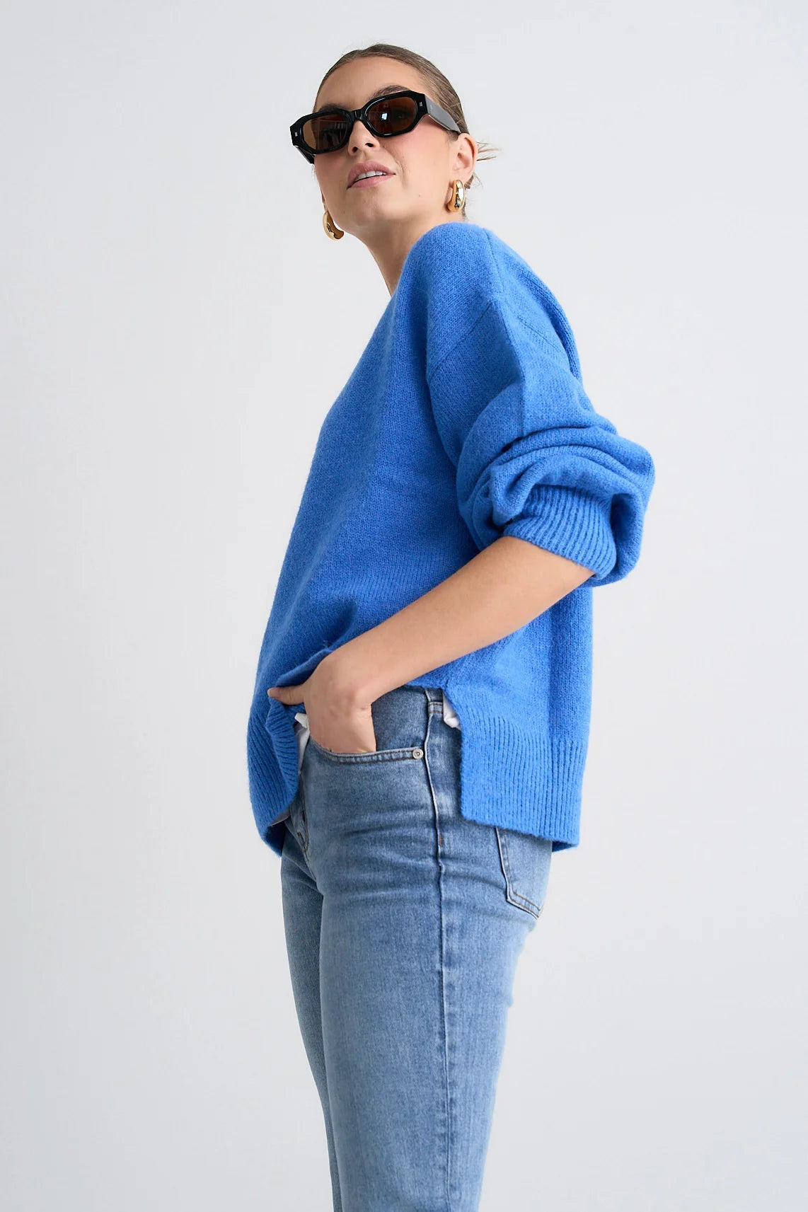 Harvest Azure Blue V Neck Jumper