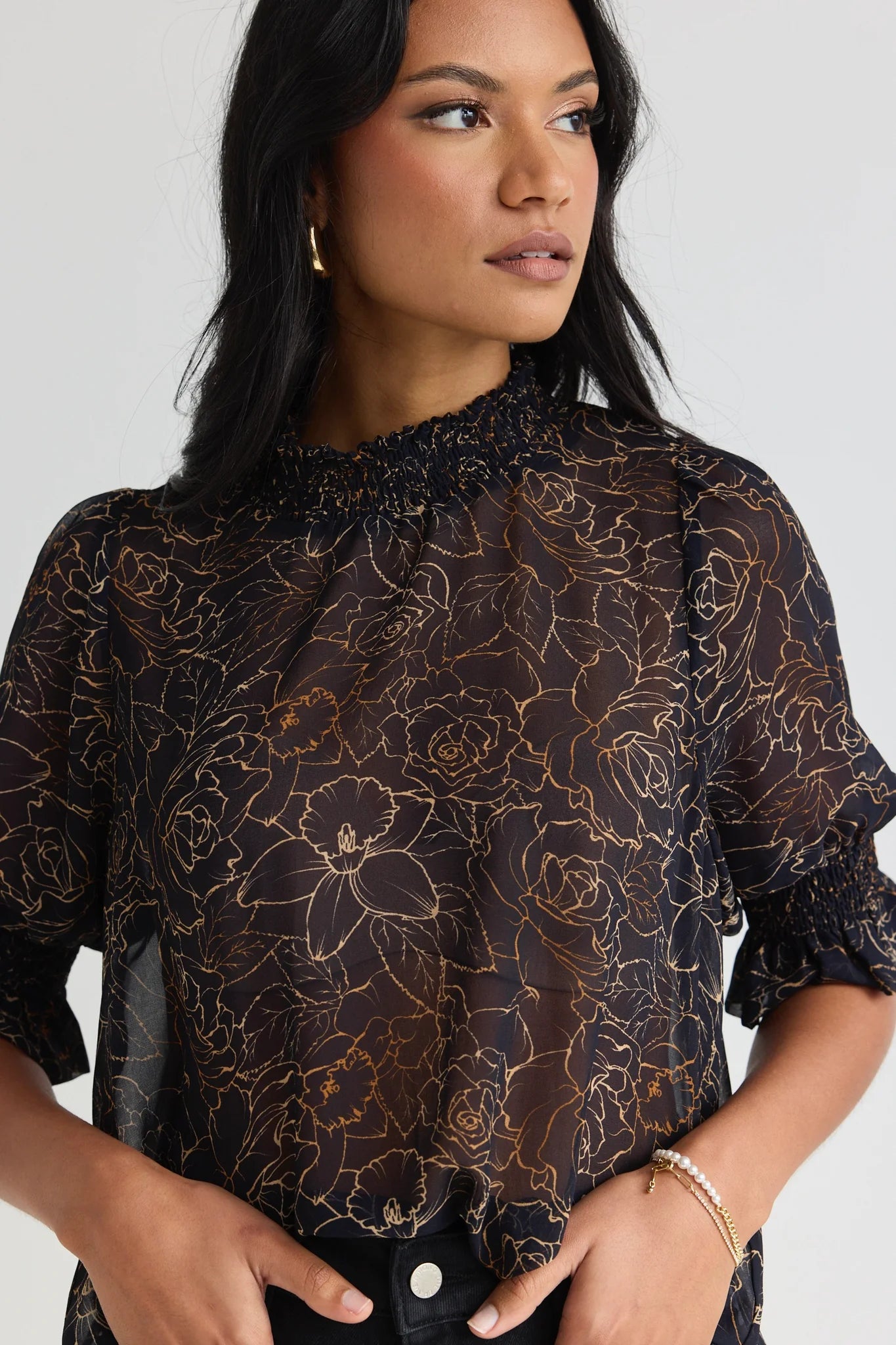 Influential Blk Chocolate Rose Top