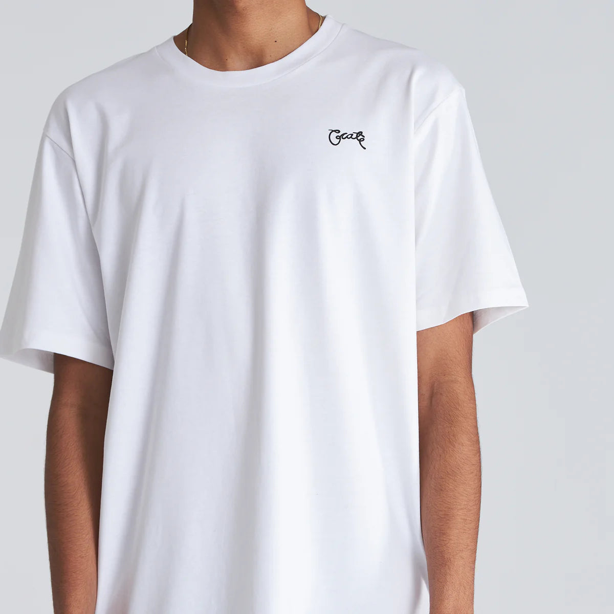 Stamp Script Tee White