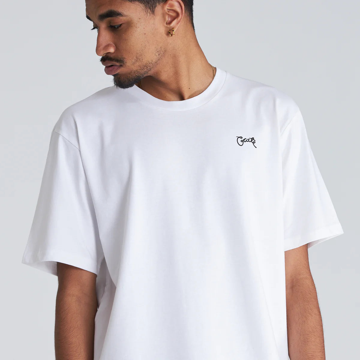 Stamp Script Tee White