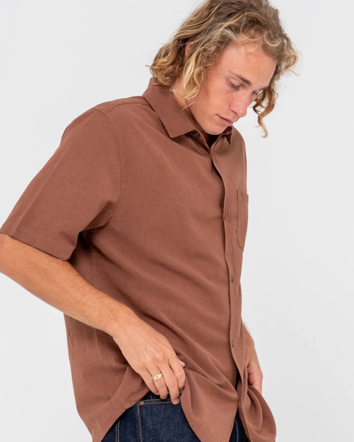 Overtone S/S Linen Shirt Java