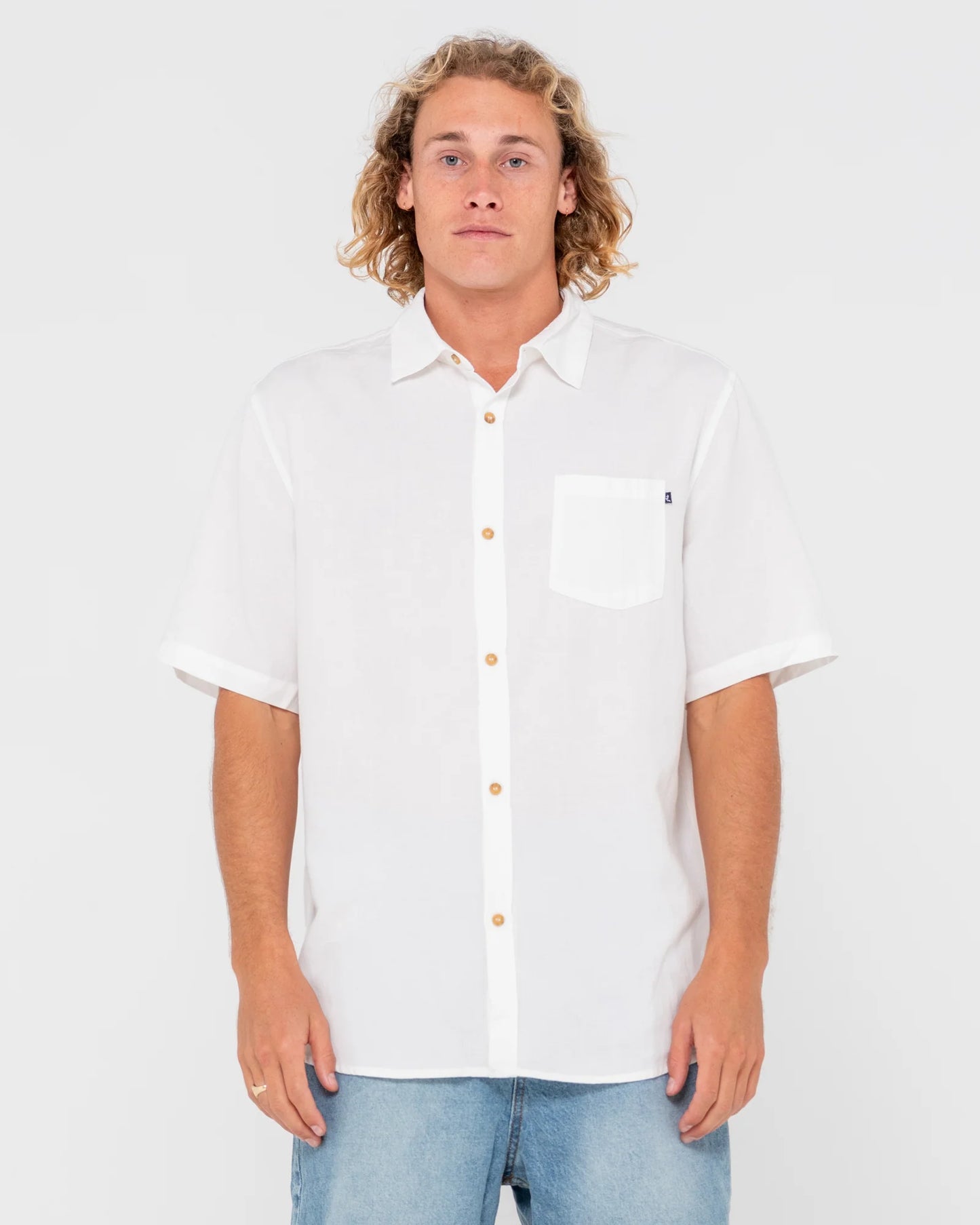 Overtone S/S Linen Shirt Whisper White