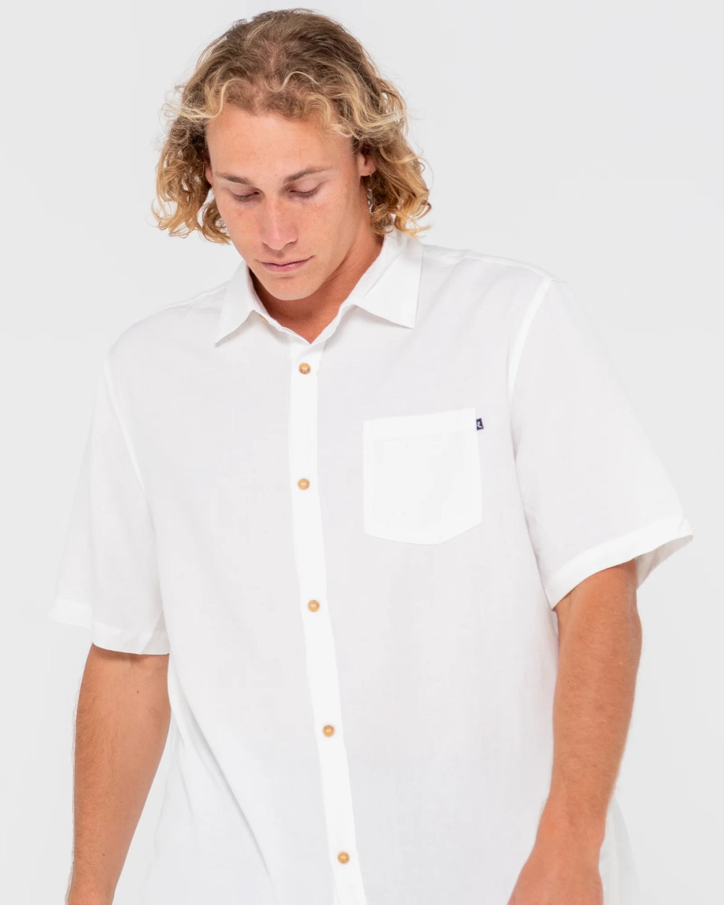 Overtone S/S Linen Shirt Whisper White