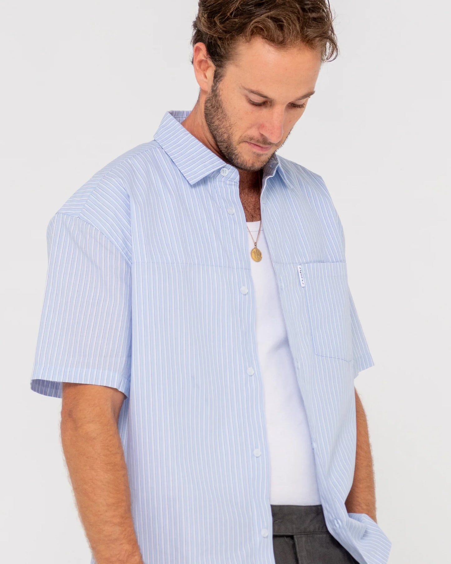 Boxed In S/S Shirt Sky Blue