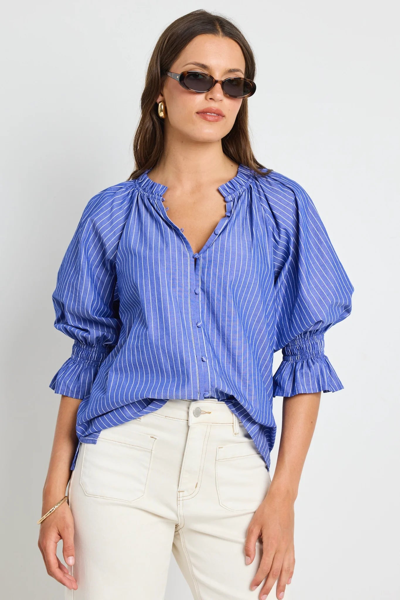 Noetic Blouse Dark Blue Stripe