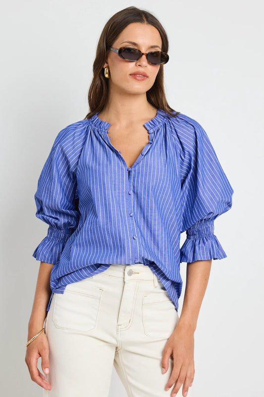 Noetic Blouse Dark Blue Stripe