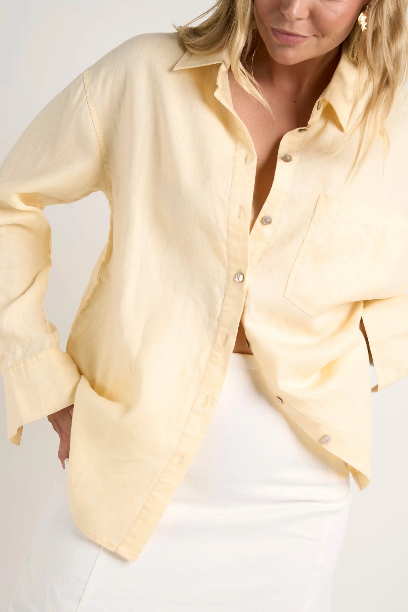 Optimum Linen Oversized Shirt Lemon