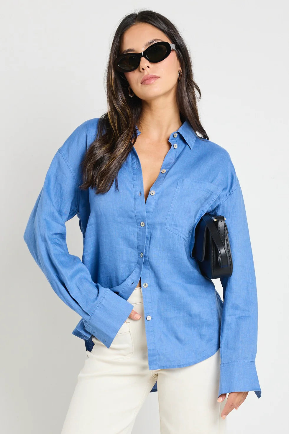 Optimum Linen Oversized Shirt True Blue