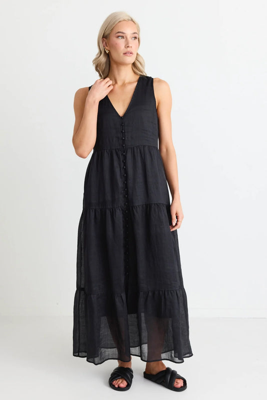 Pacific Tiered Maxi Dress Blk