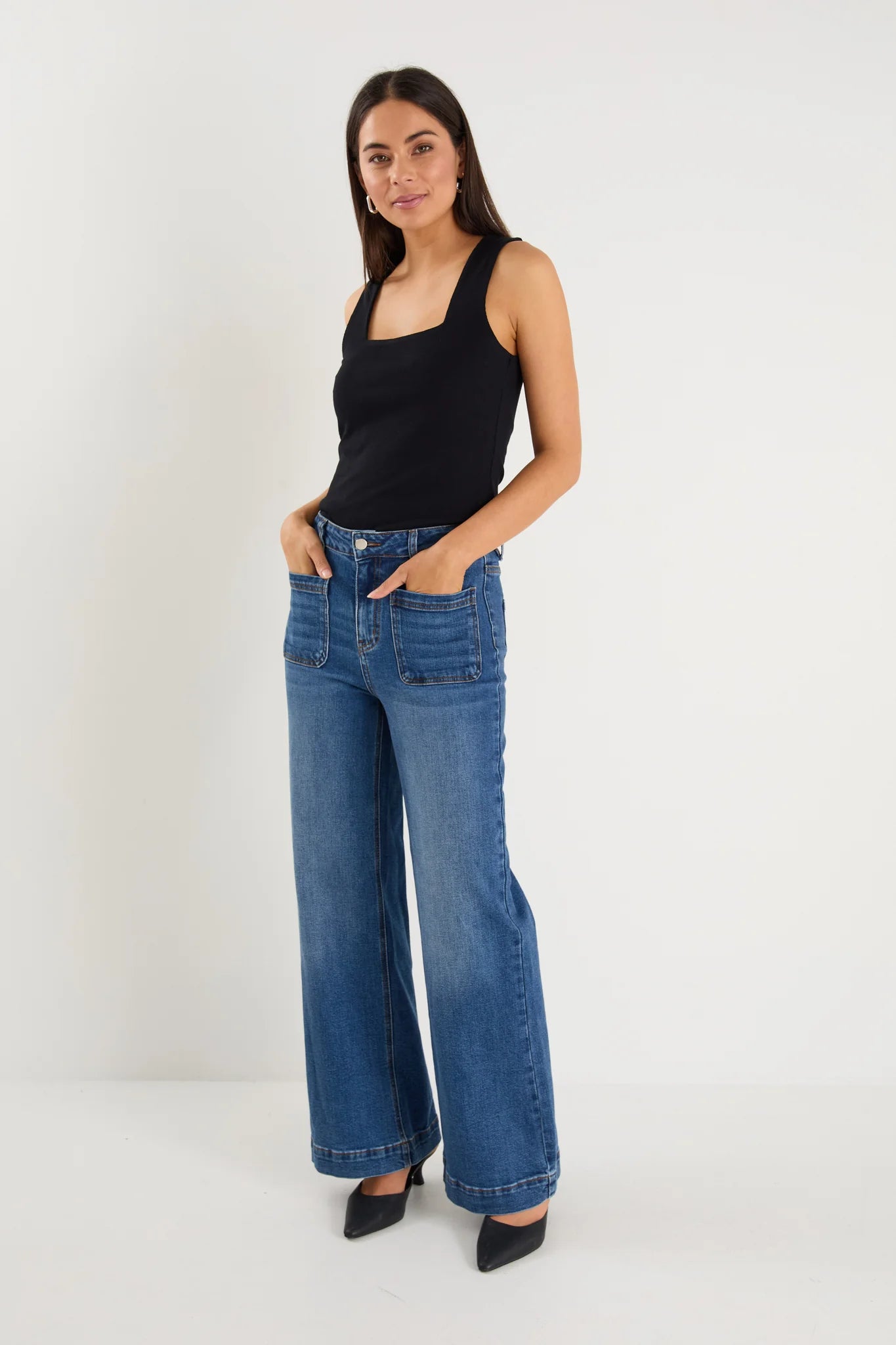Zoey High Rise Wide Leg Marine Blue