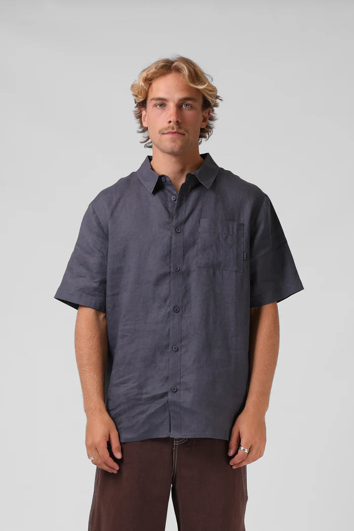 Linen S/S Shirt Grey