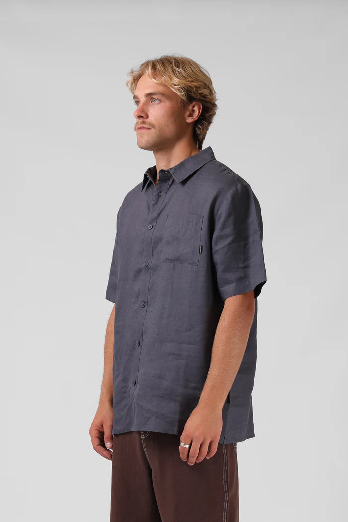 Linen S/S Shirt Grey