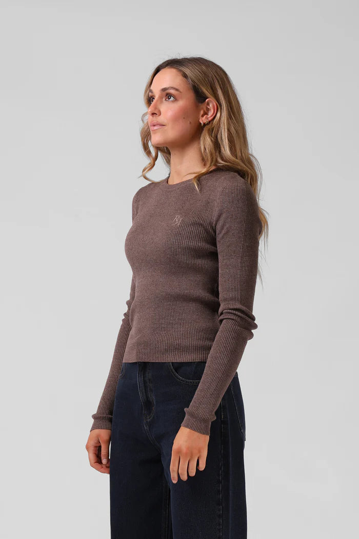 Knitted LS Brown Marle